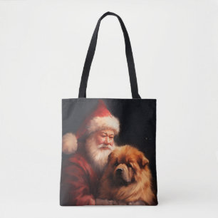 Chow Chow With Santa Claus Festive Christmas  Tote Bag