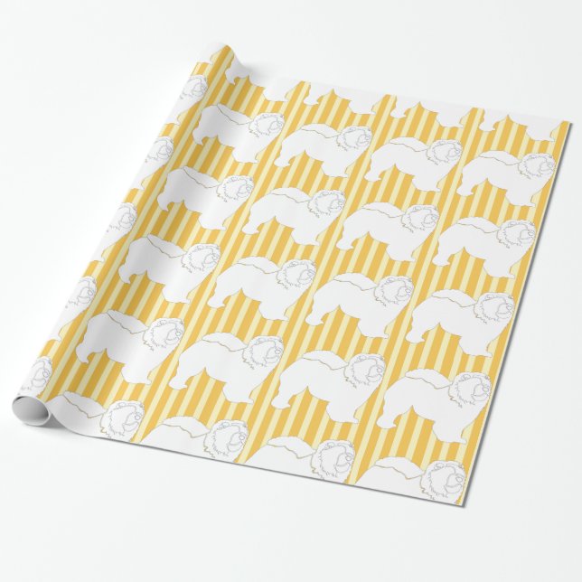 Chow-Chow  wrapping paper white silhouette stripes (Unrolled)