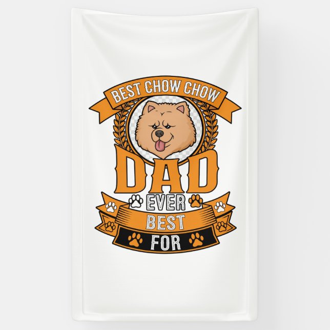 Chow Dad Dog Ever Wreath Paw Prints Banner (Vertical)