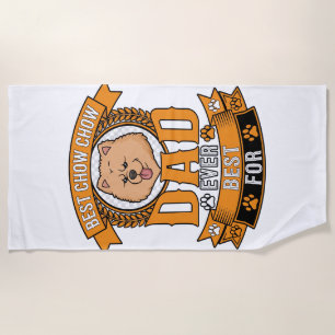 Chow Dad Dog Ever Wreath Paw Prints Beach Towel