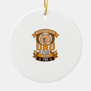 Chow Dad Dog Ever Wreath Paw Prints Ceramic Tree Decoration
