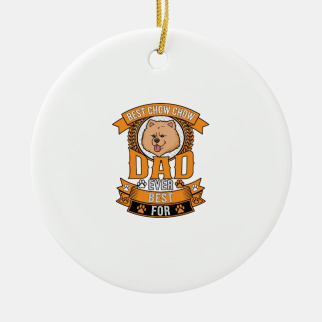Chow Dad Dog Ever Wreath Paw Prints Ceramic Tree Decoration (Front)
