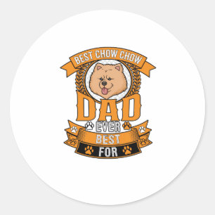 Chow Dad Dog Ever Wreath Paw Prints Classic Round Sticker
