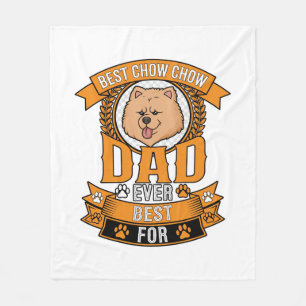 Chow Dad Dog Ever Wreath Paw Prints Fleece Blanket