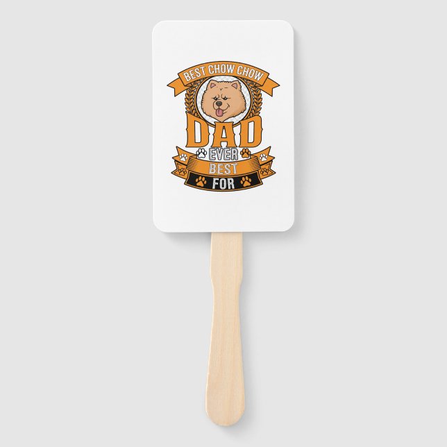Chow Dad Dog Ever Wreath Paw Prints Hand Fan (Front)