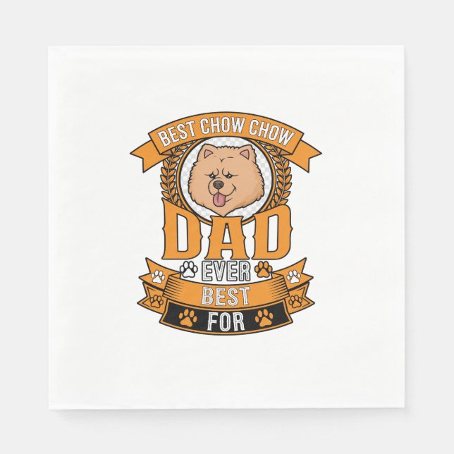 Chow Dad Dog Ever Wreath Paw Prints Napkin (Front)