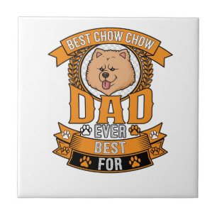 Chow Dad Dog Ever Wreath Paw Prints Tile