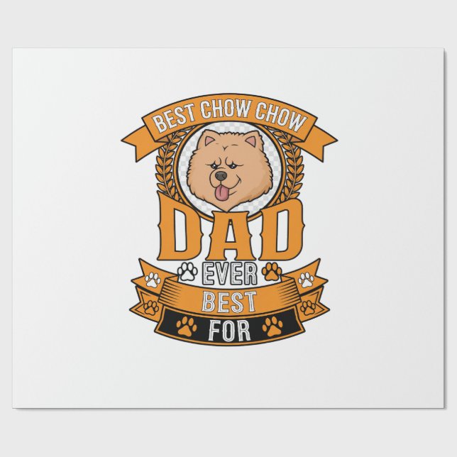 Chow Dad Dog Ever Wreath Paw Prints Wrapping Paper (Flat)