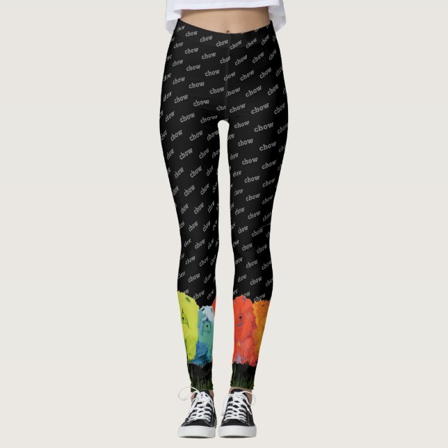 CHOW LINE 6 watercolor chows leggings (Front)