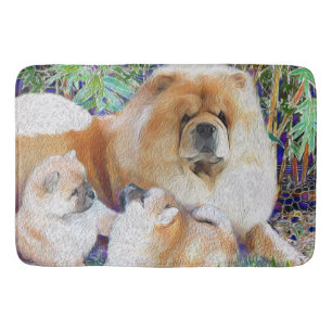Chow mum and puppies bath mat/crate mat