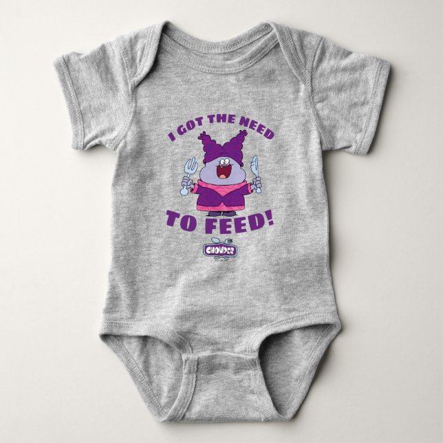 Chowder With Fork and Knife Baby Bodysuit (Front)