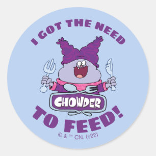Chowder With Fork and Knife Classic Round Sticker