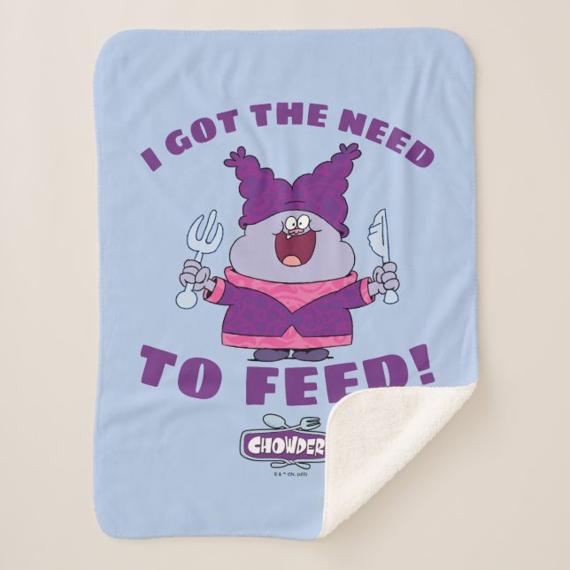 Chowder With Fork and Knife Sherpa Blanket (Front)