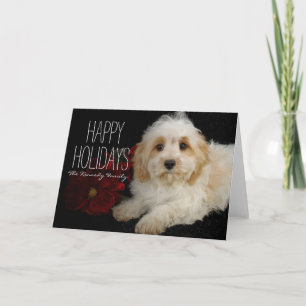 Chrirstmas Cavachon puppy Holiday Card