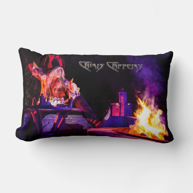 Chris Caffery Jester with Firepit Lumbar Pillow (Front)