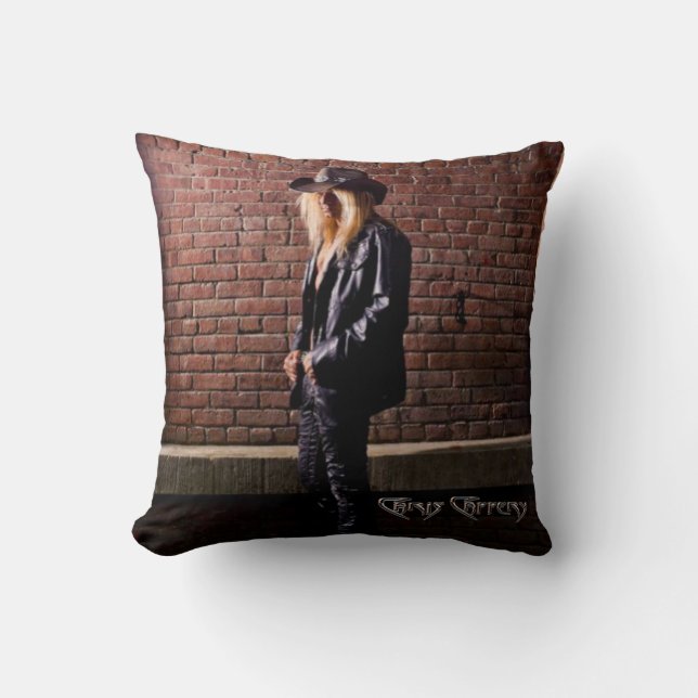 Chris Caffery Standing by Brick Wall Throw Pillow (Front)