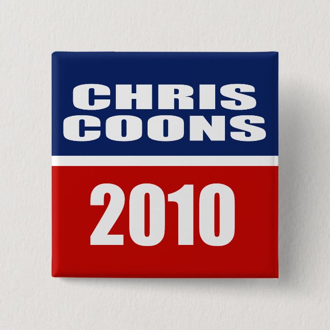 CHRIS COONS FOR SENATE 15 CM SQUARE BADGE (Front)