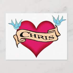 Chris - Custom Heart Tattoo T-shirts & Gifts Postcard