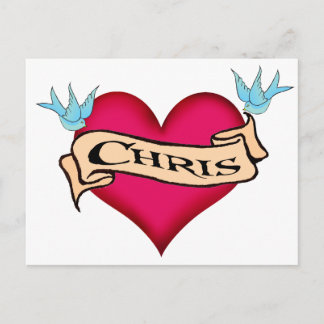 Chris - Custom Heart Tattoo T-shirts & Gifts Postcard