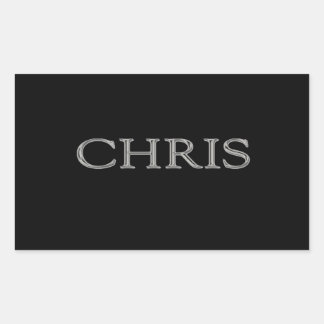 Chris Custom Raised Lettering Rectangular Sticker