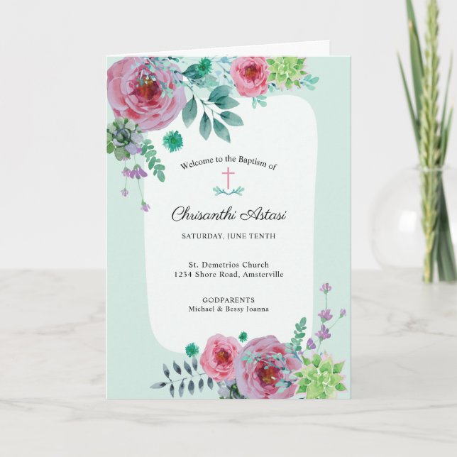 Chrisanthi Greek Orthodox Church Baptism Program Programme (Front)