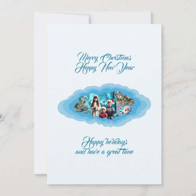 Chrismas Blue Holiday Card (Front)