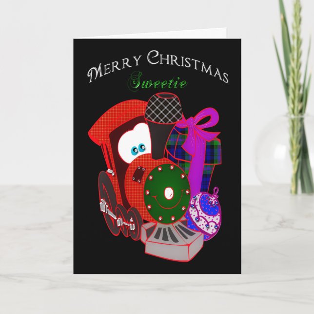 Chrismas - Child - Sweetie - Train and Gifts Holiday Card (Front)