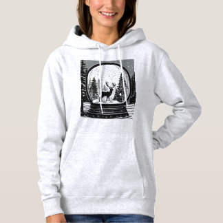 Chrismas deer and trees hoodie for women