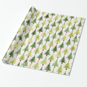 Chrismas Holiday Xmas Trees Multi Greens Wrapping Paper