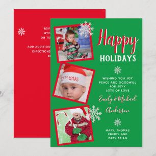 Chrismas Photo Collage Template Greetings Invite