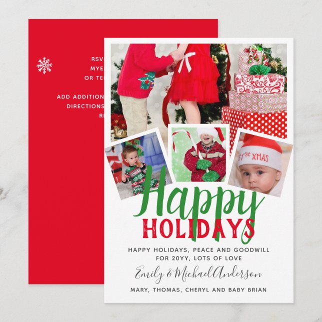 Chrismas Photo Collage Template Greetings Invite (Front/Back)
