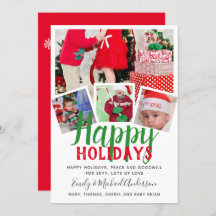 Chrismas Photo Collage Template Greetings Invite