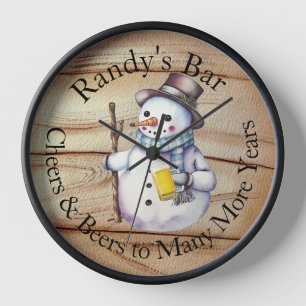 Chrismas snowman Personalized Beers Cheers... Clock