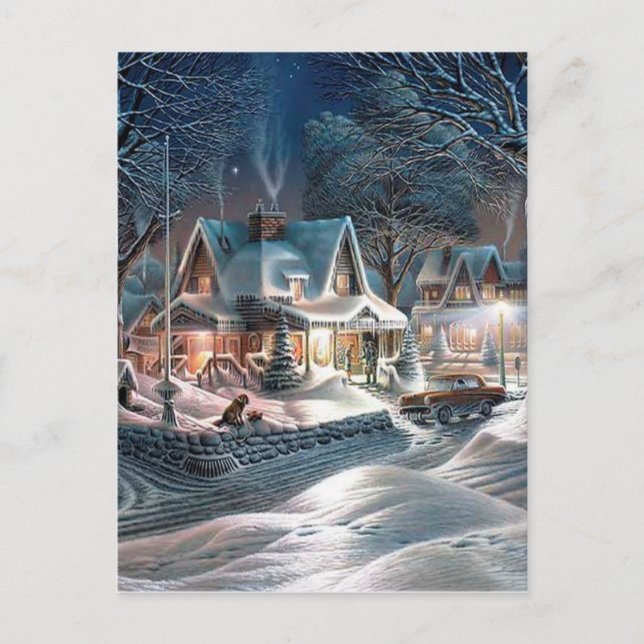 Chrismas Winter Cottage Postcard (Front)