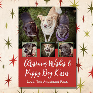 Chrismas Wishes Multi Photo Dog Collage Christmas Holiday Card