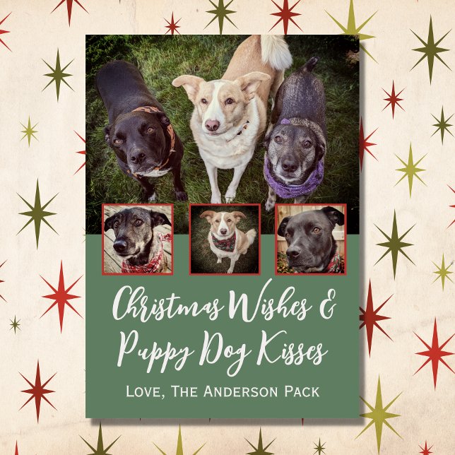 Chrismas Wishes Multi Photo Dog Collage Christmas Holiday Card (Creator Uploaded)