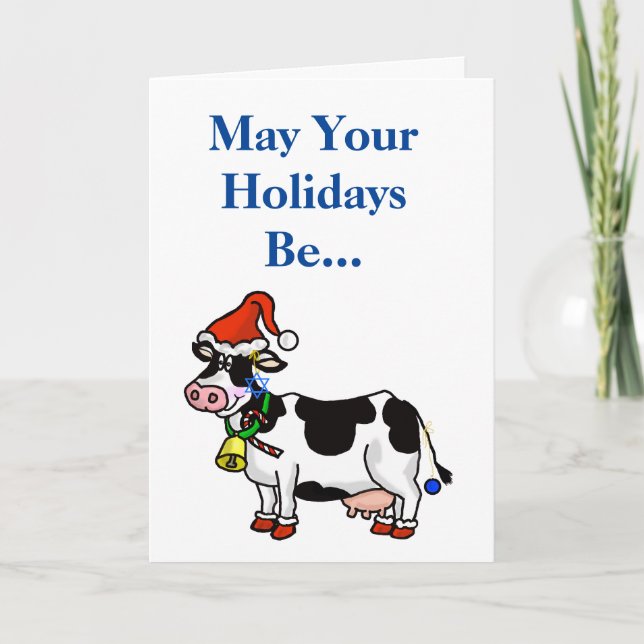 Chrismukkah Card with Cow (Front)