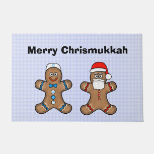 Chrismukkah Gingerbread Men Door Mat