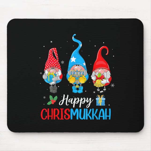 Chrismukkah Gnomes Merry Christmas And Happy Hanuk Mouse Pad (Front)
