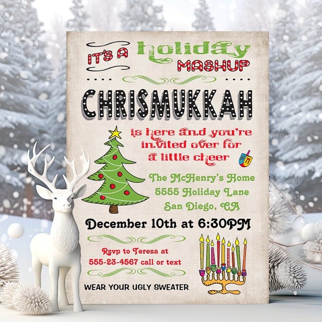 Chrismukkah Holiday Party mashup Invitation (Creator Uploaded)
