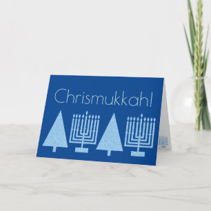 Chrismukkah Light Blue Holiday Add Your Photo Card
