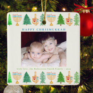 Chrismukkah Photo Personalised Holiday Ornament