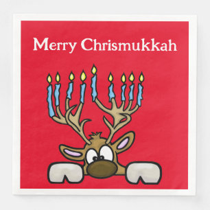 Chrismukkah Reinder with Menorah Antlers Napkins