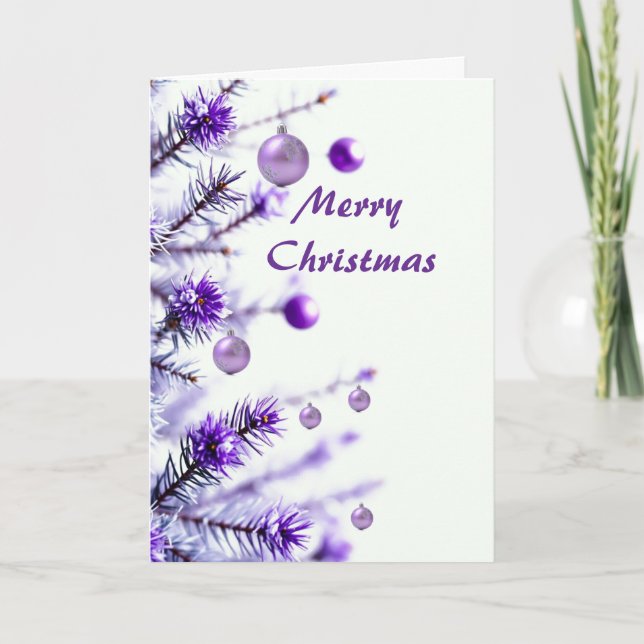 Chrispy Purple Christmas Tree Greeting Card (Front)