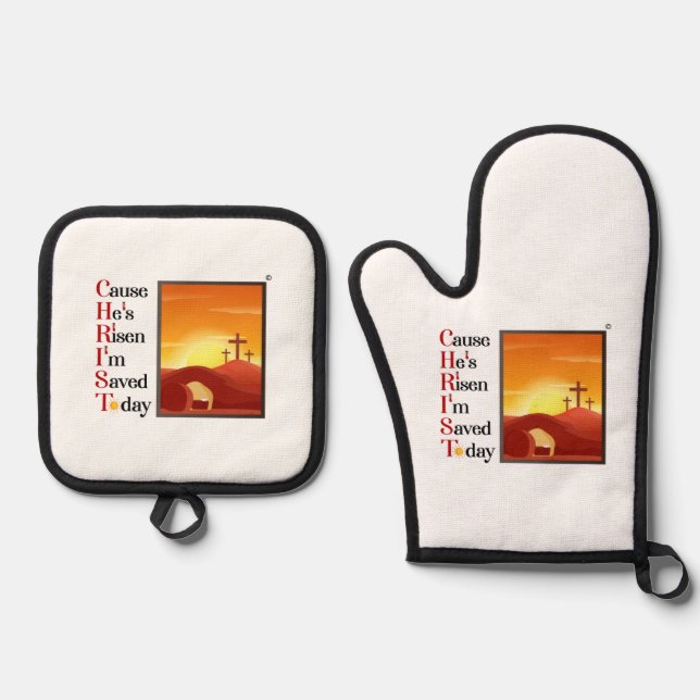 Christ Acronym Oven Mitt & Pot Holder Set (Front)