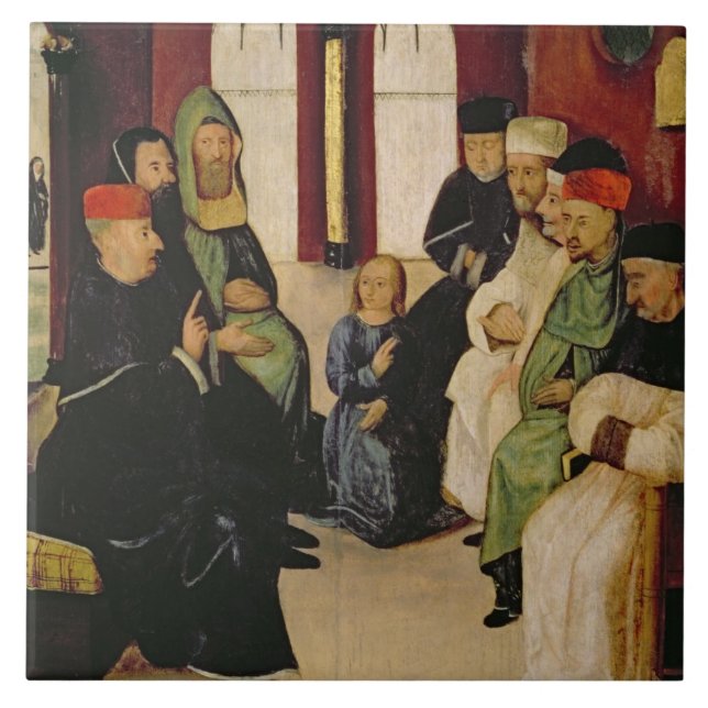 Christ Among the Doctors (oil on panel) Tile (Front)