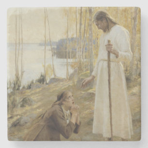 Christ and Mary Magdalene in Finnish Countryside Stone Coaster