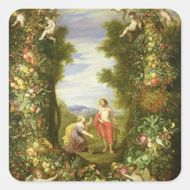 Christ and Mary Magdalene Square Sticker (Front)