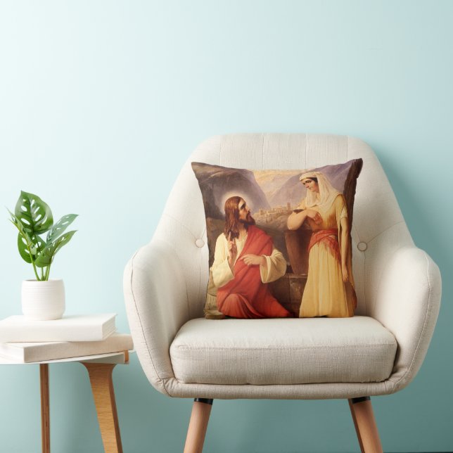Christ and the Samaritan by Christian Schleisner Cushion (Chair)