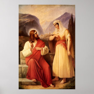 Christ and the Samaritan by Christian Schleisner Poster